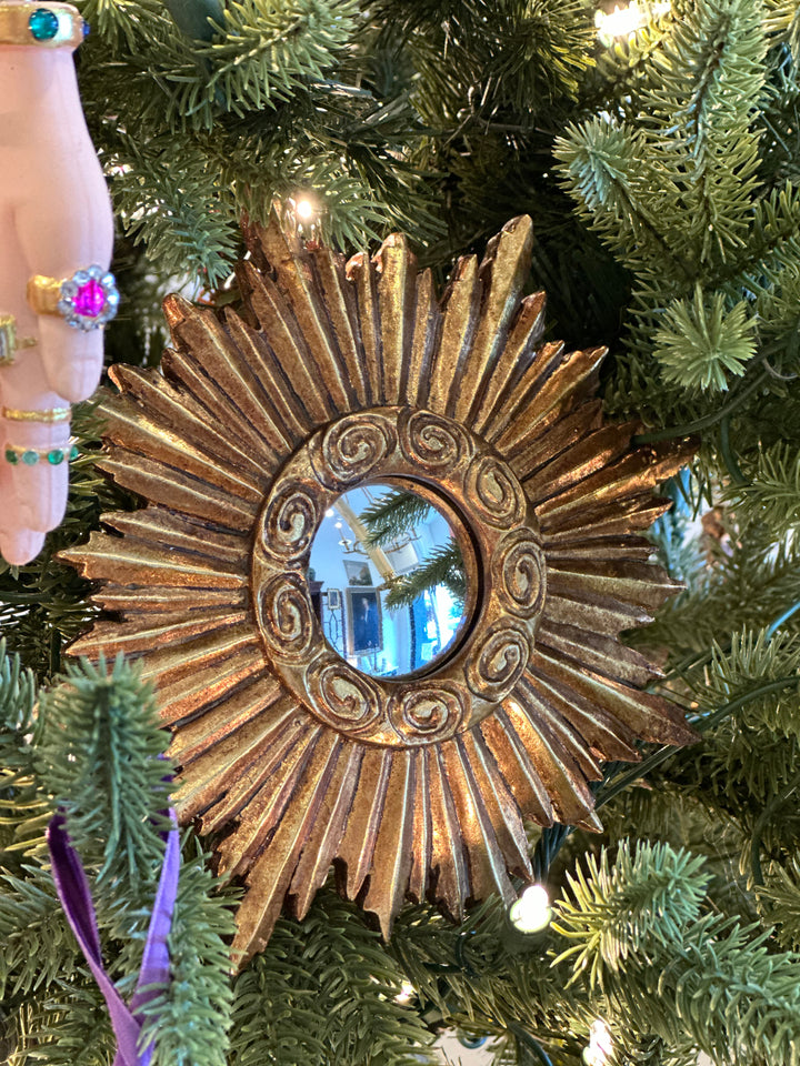 Small Gilt Sunburst Convex Mirror