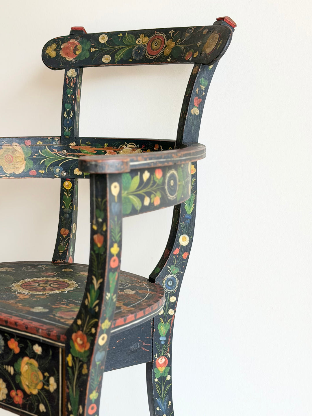 18th Century Norwegian Folk-Painted Armchair