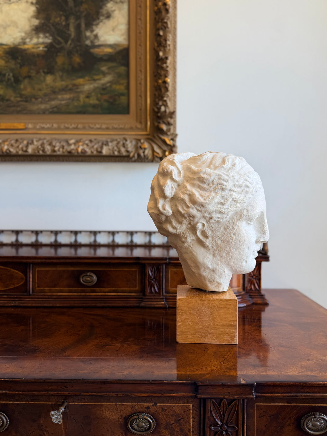 Large bust of Hygeia from the 20th century by Housebound Interiors, depicting a classical female figure with detailed facial features.