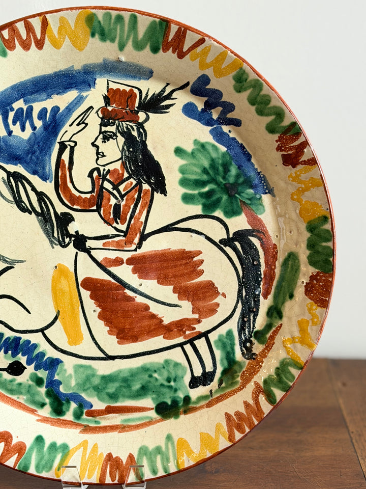 Cubist Equestrian Earthenware Ceramic - 20th Century