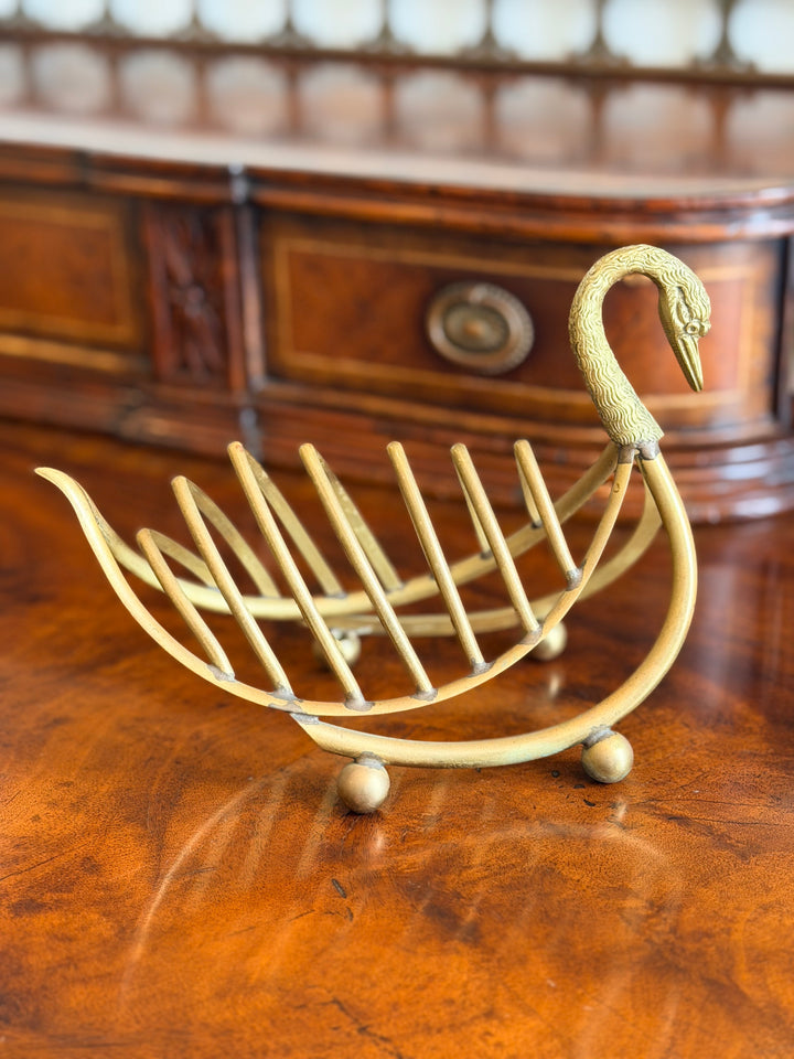 Italian Swan-Form Brass Stationery Holder, 1960, in the Manner of Gio Ponti