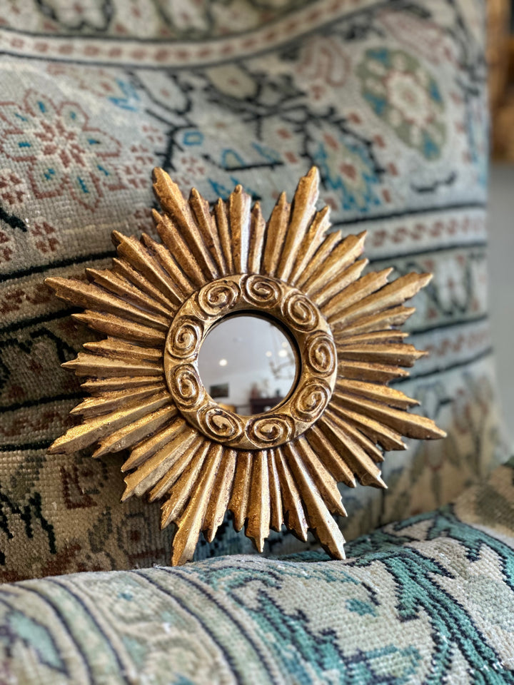 Small Gilt Sunburst Convex Mirror