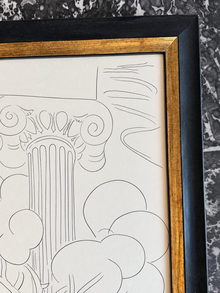 Henri Matisse Poésies Neoclassical column plate from circa 1970, featuring artistic design and classical motifs, displayed on a white background.