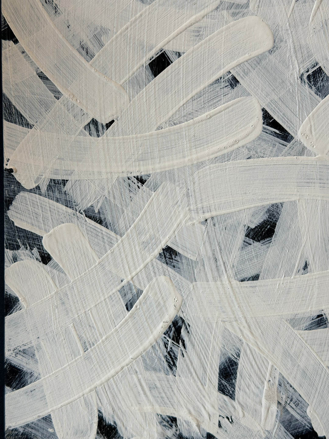Monochromatic White Abstract with Gestural Brushwork - Oil Painting