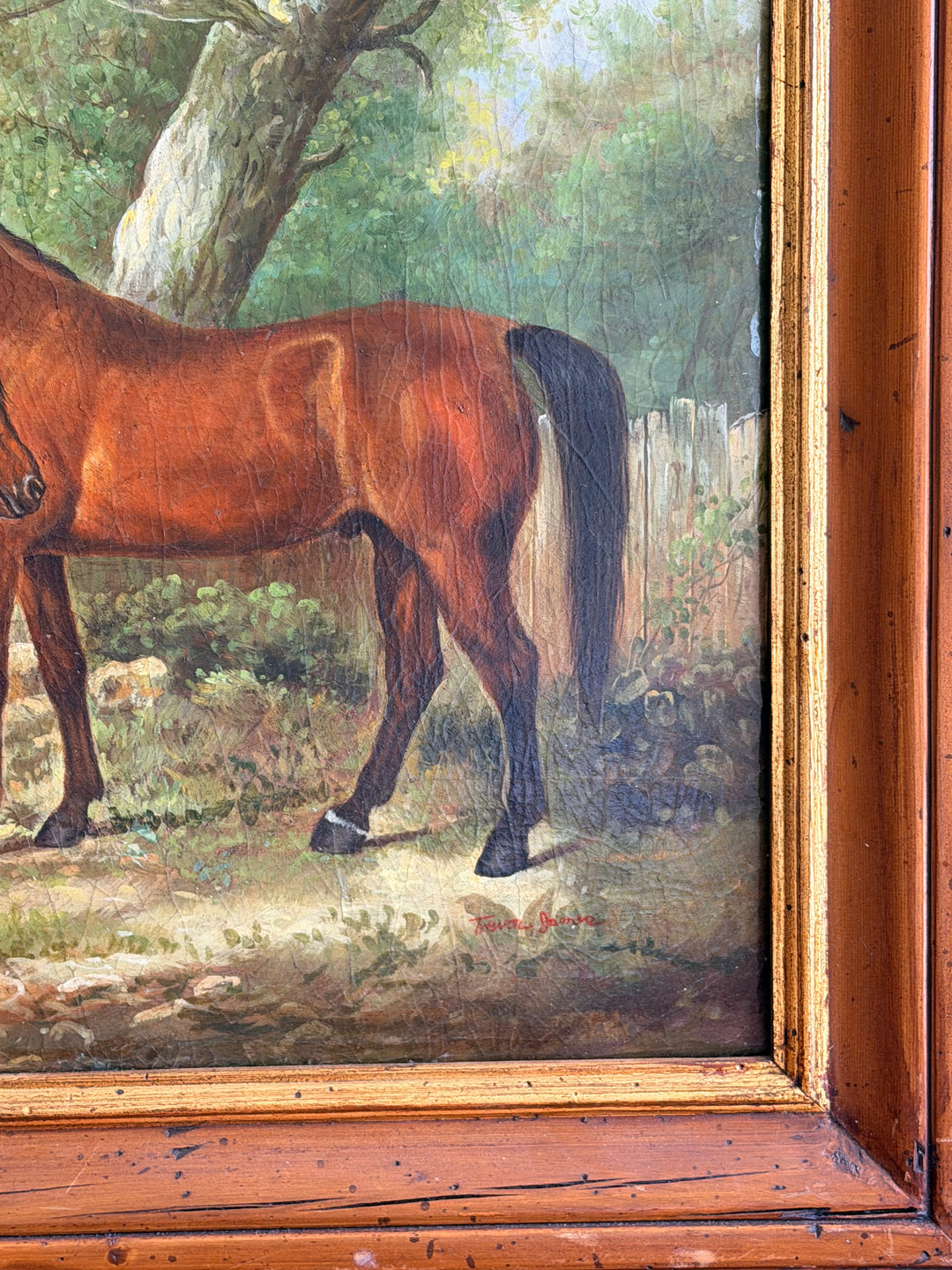 Equestrian Portrait of Two Horses - 19th Century