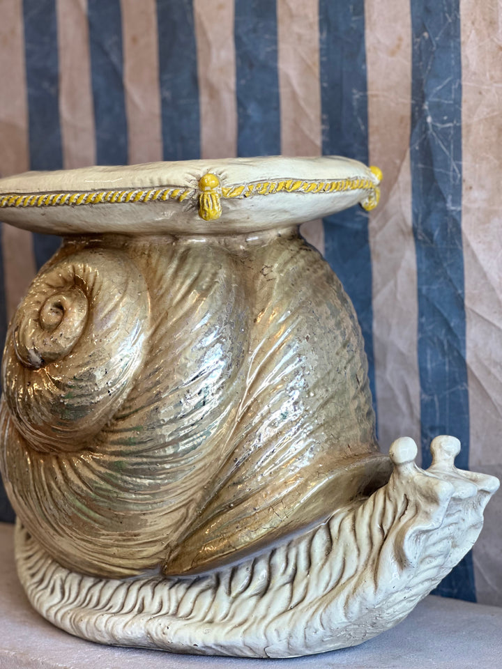 Rare Whimsical Gilt Snail Stool or Drinks Table, Italy, c. 1970s