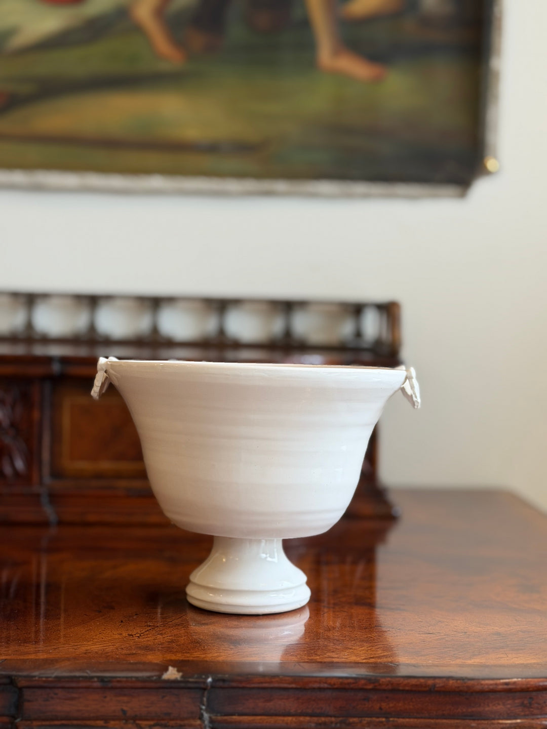 Laurel-Garland Porcelain Footed Vase