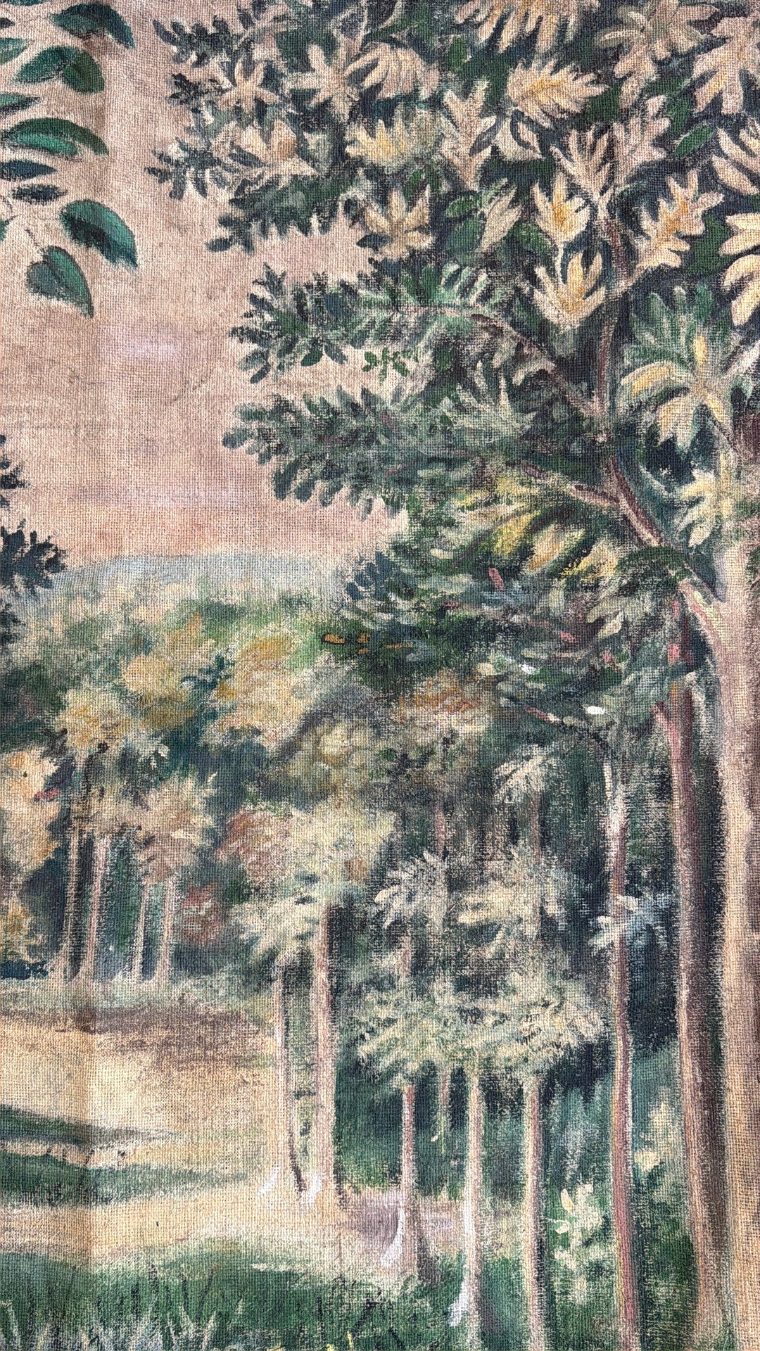 19th Century French Hand-Painted Scenic Tapestry