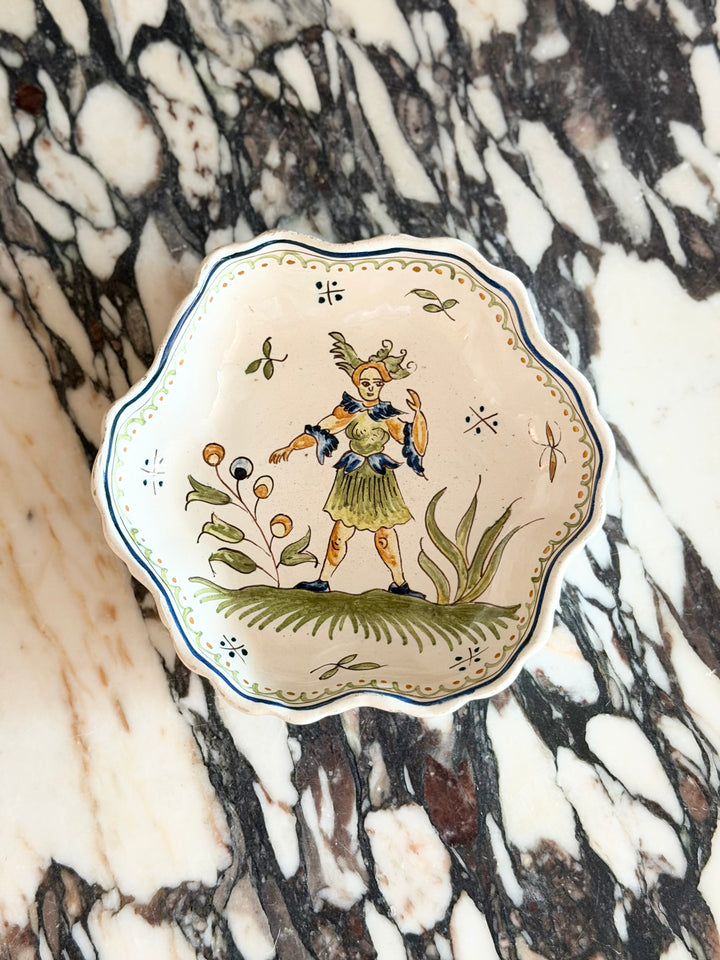 Italian Hand-Painted Faience Scalloped Catchall