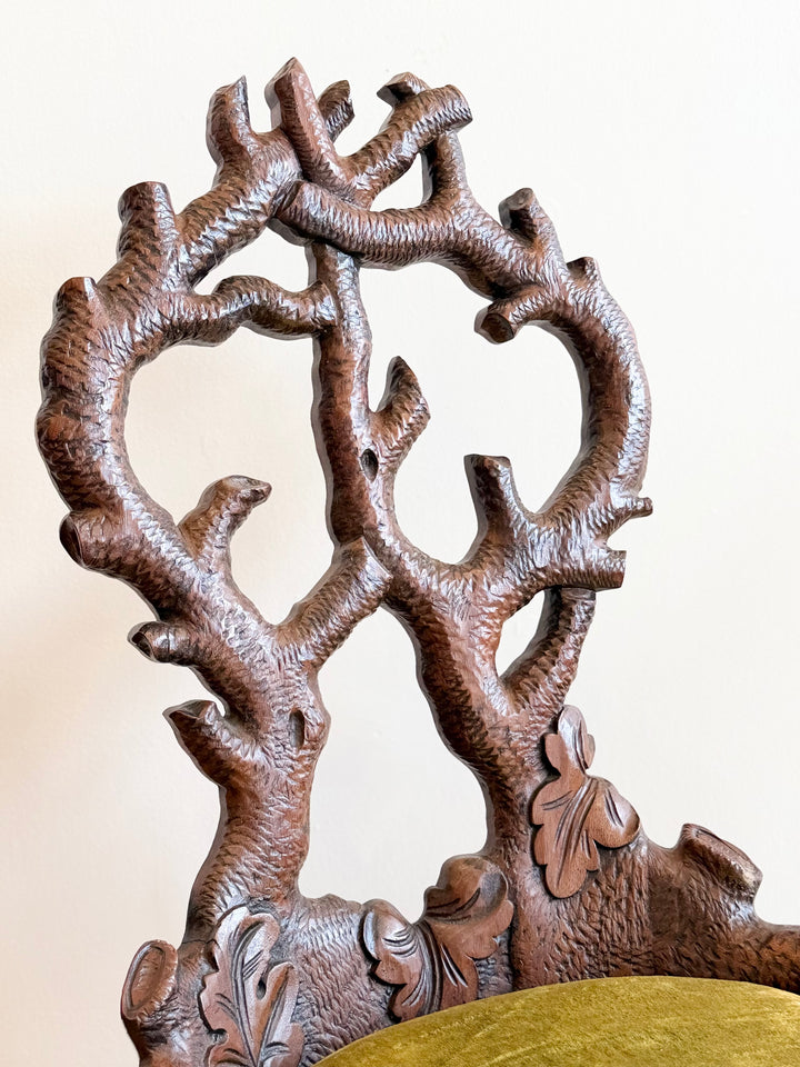 Rare 19th Century Carved Wood Black Forest Chairs - Italy