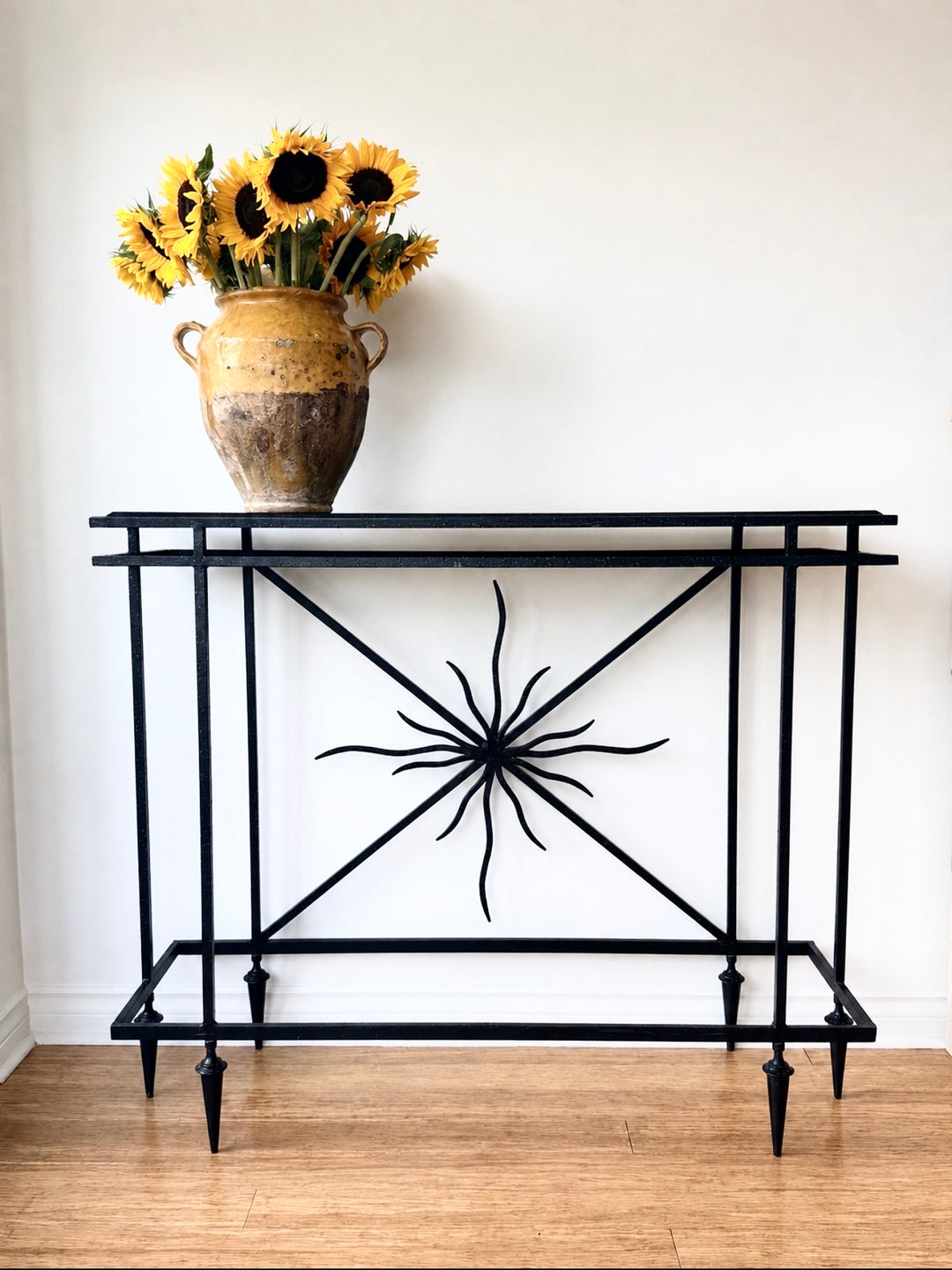 Giacometti Style Hand-Forged Iron Console Table - 1970s