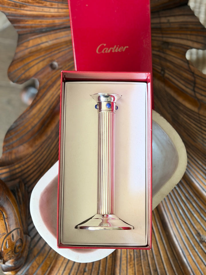 Cartier Silver Lapis Cabochons Bud Vase