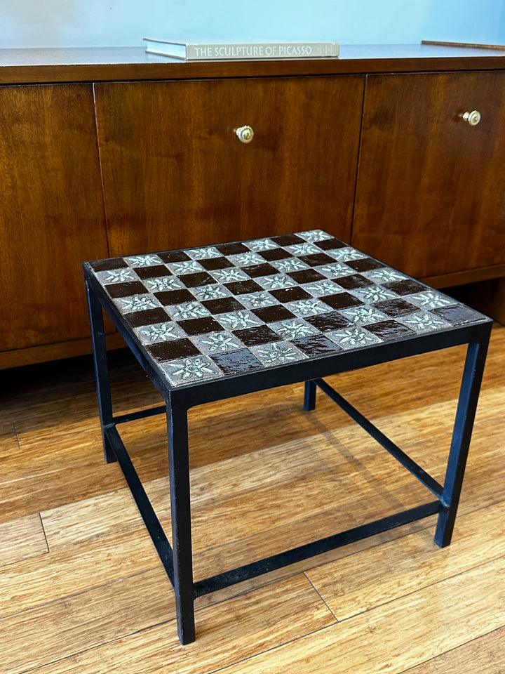 Mid Century Ceramic Checkered Table