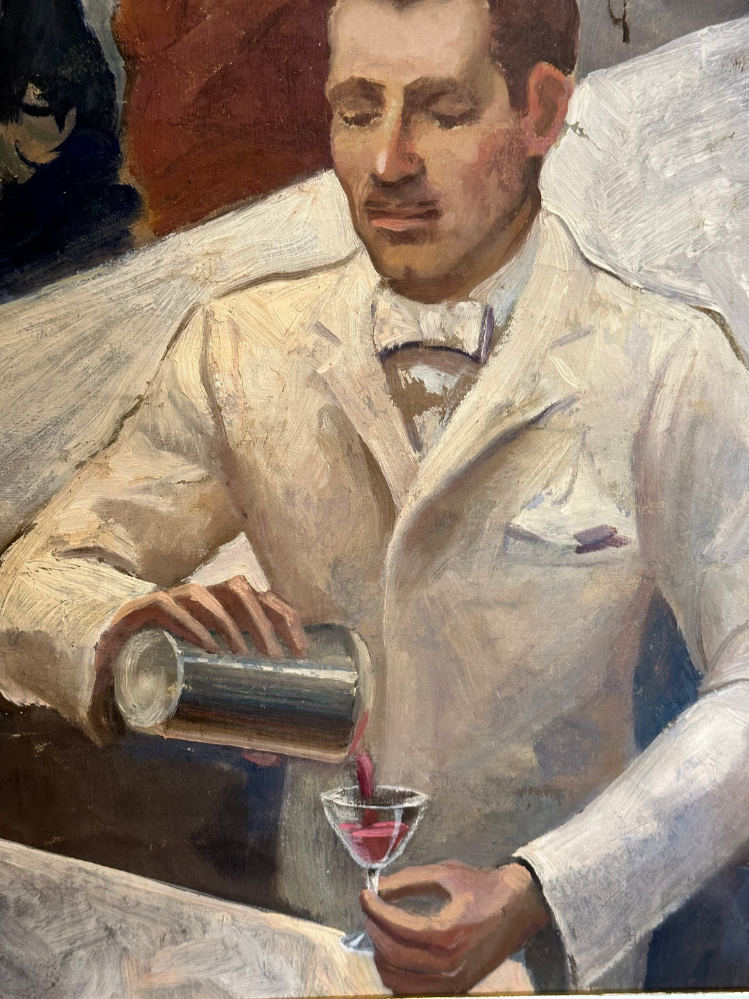 1940’s Impressionist Painting “The Bartender”
