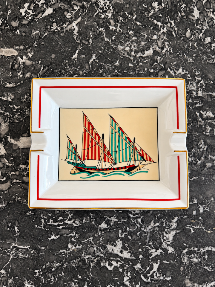 Hermès Paris Porcelain Sailing Ship Ashtray