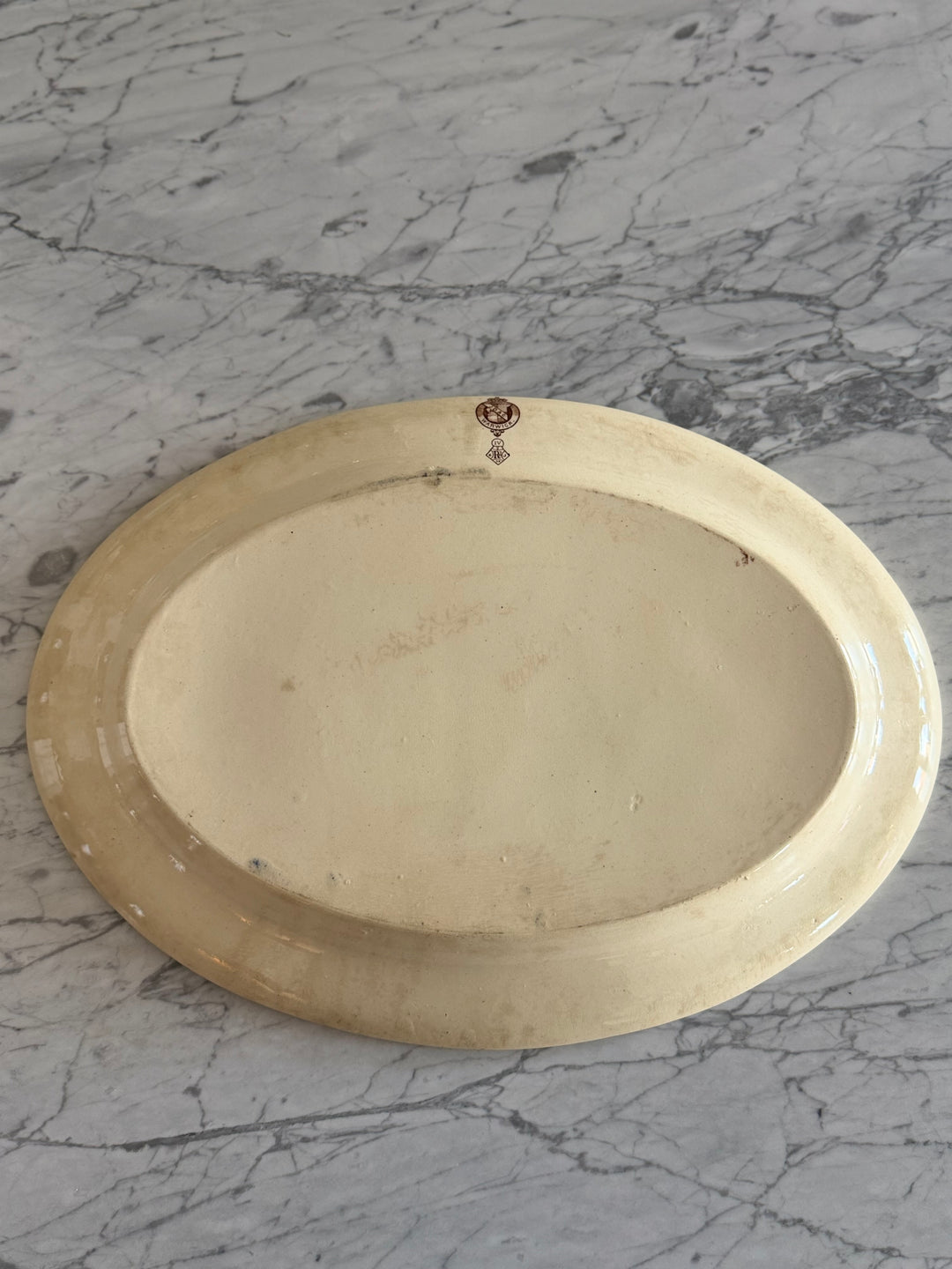 Victorian English Transferware Platter with Greek Key and Architectural Landscape, late 19th Century