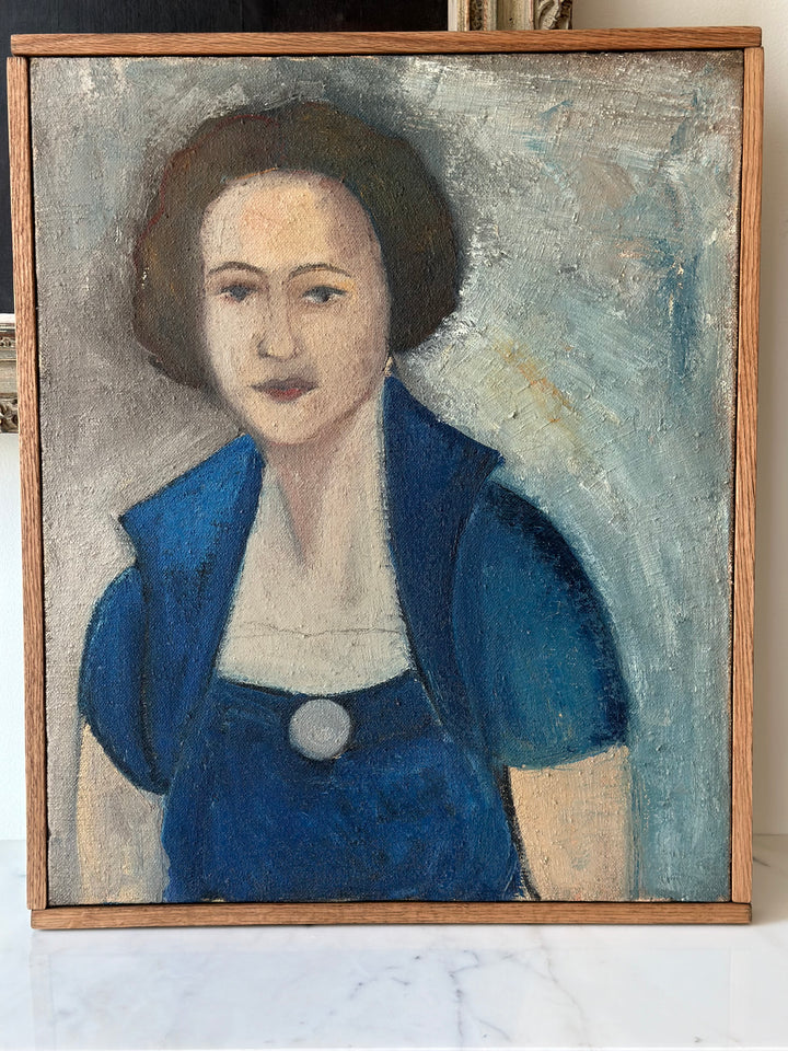 Woman In Blue Oil Painting 1930’s