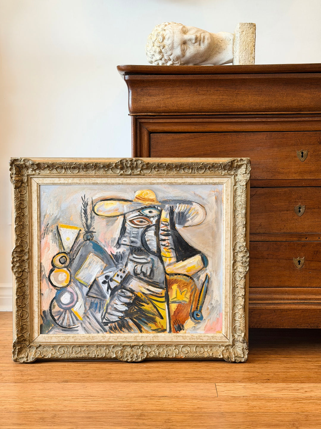 French Cubist Figurative Oil Painting - 1950