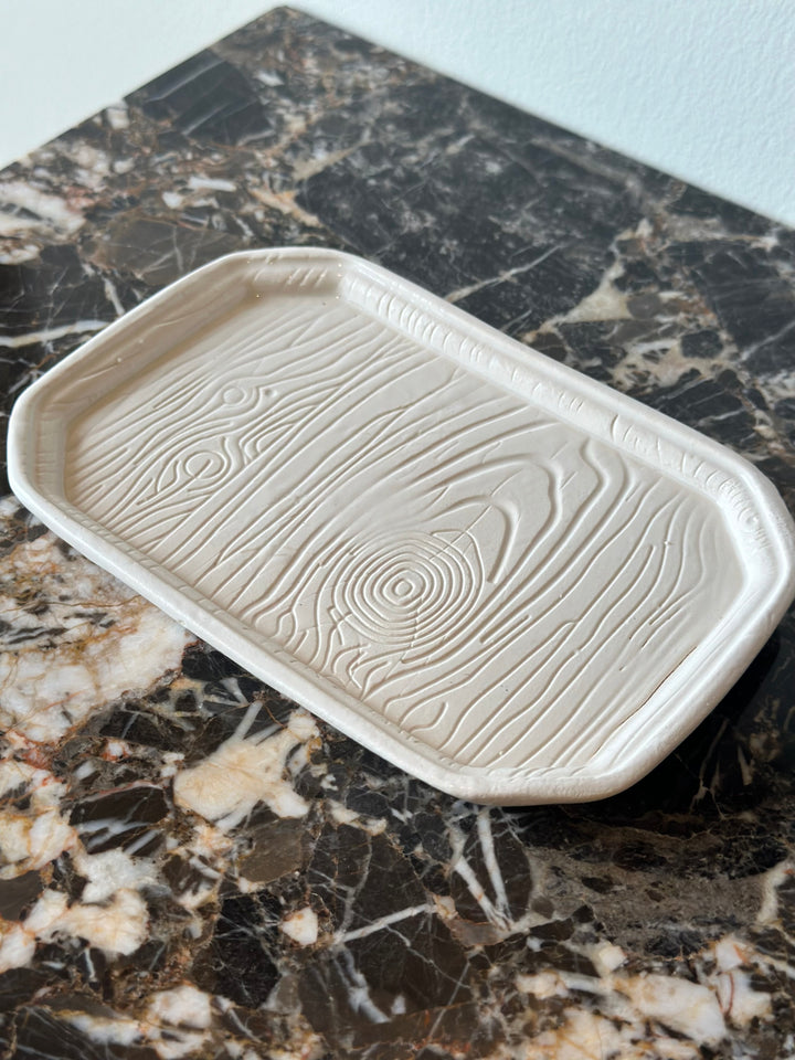 White Faux Bois Valet Tray