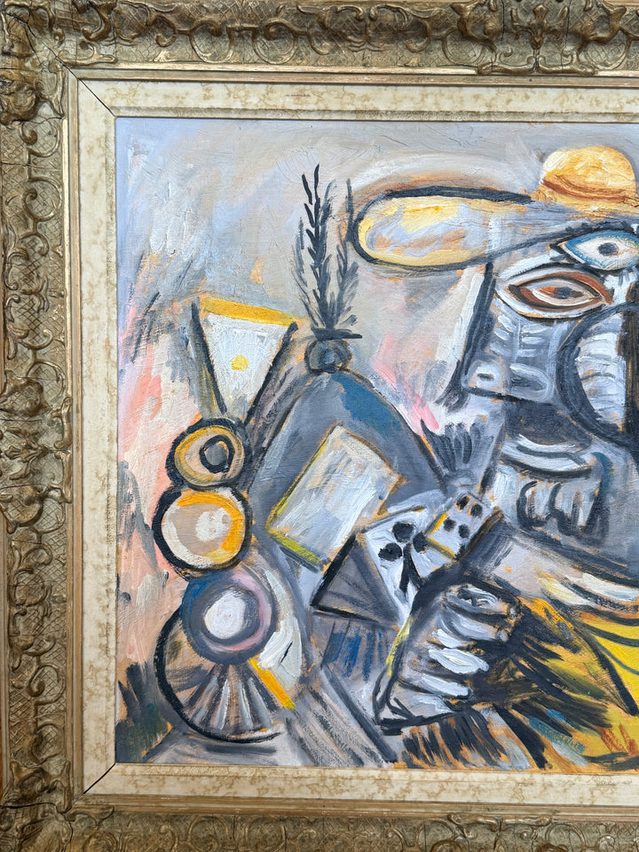 French Cubist Figurative Oil Painting - 1950
