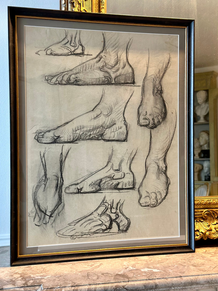 19th Century Charcoal Foot Study