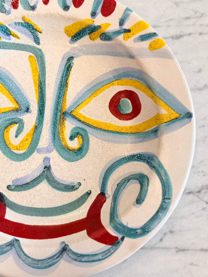 Italian Modernist Hand-Painted Portrait Ceramic - 1965