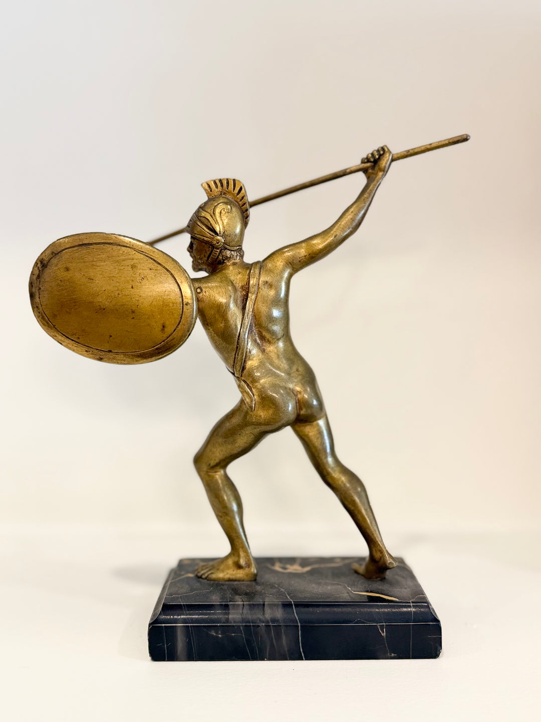Brass Spartan Warrior on Marble Base, circa 1960s