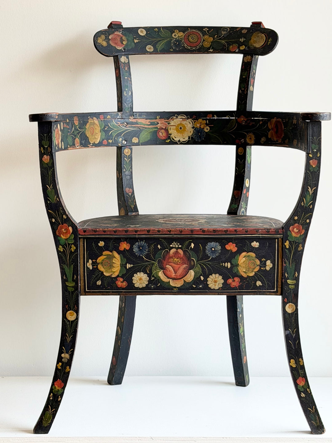 18th Century Norwegian Folk-Painted Armchair