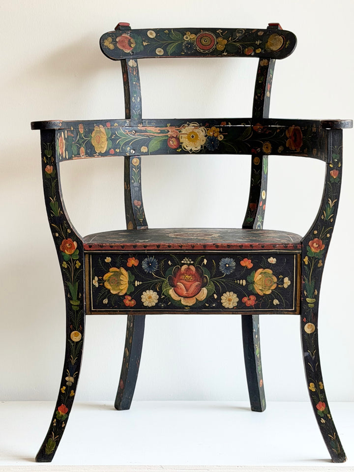 18th Century Norwegian Folk-Painted Armchair