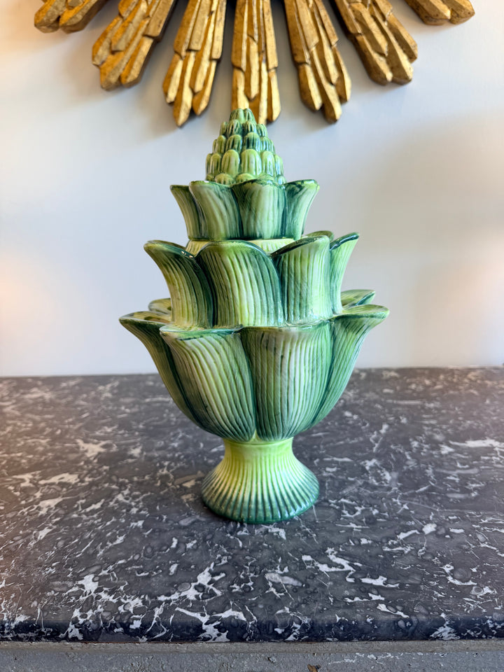 Large Green Glazed Artichoke Tulipière - Imperfect