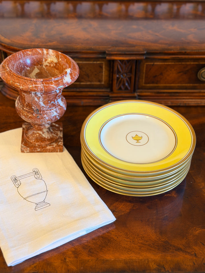 Richard Ginori Impero Yellow and Gold Porcelain Side Plates, Italy - Set of 8