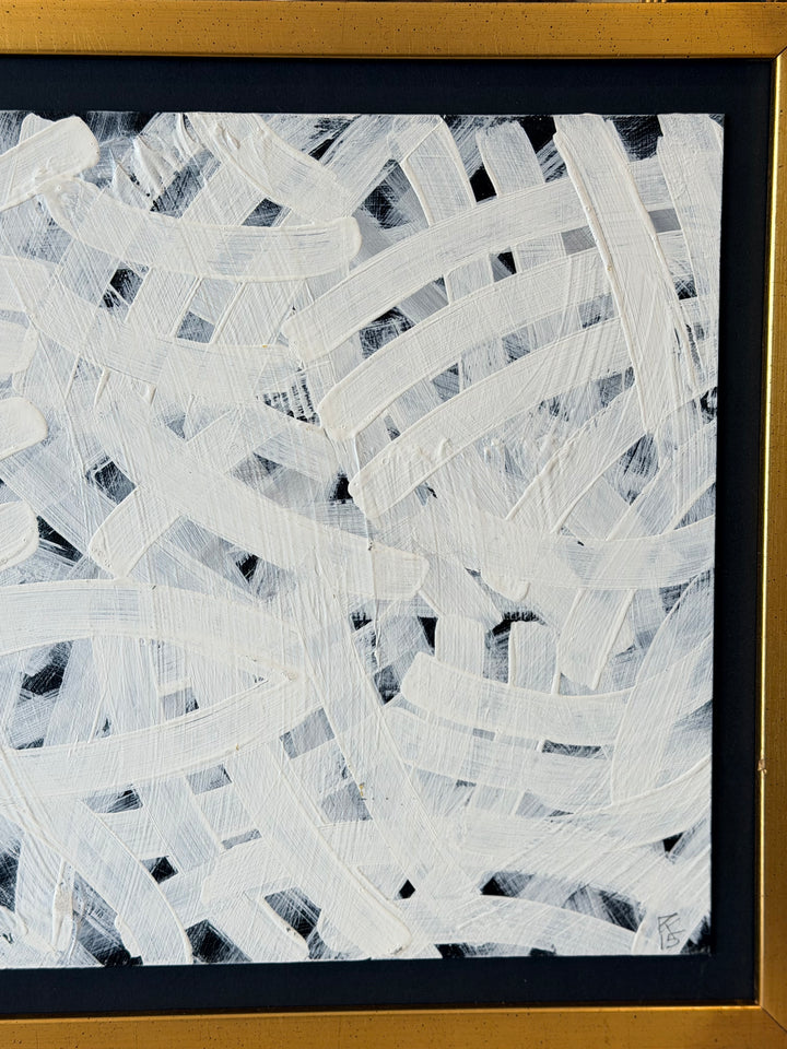 Monochromatic White Abstract with Gestural Brushwork - Oil Painting