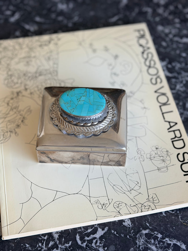 Silver Box with Turquoise Inlay