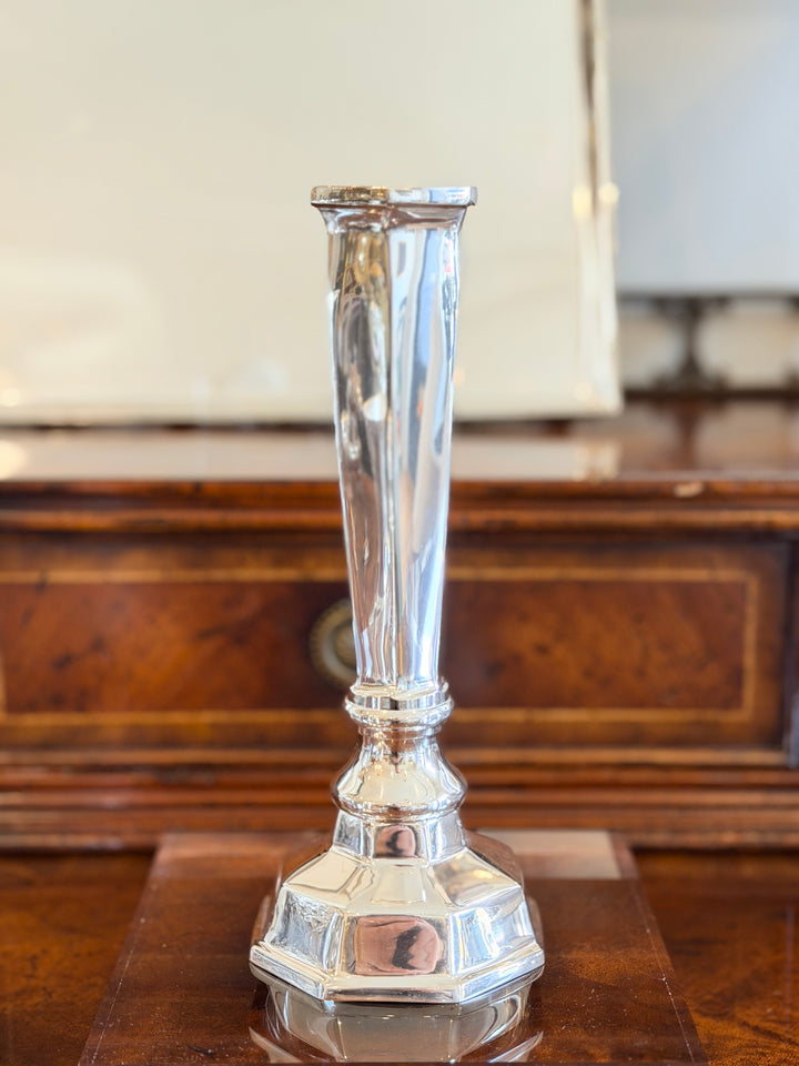 Octagonal Silver-Plated Hotel Bud Vase