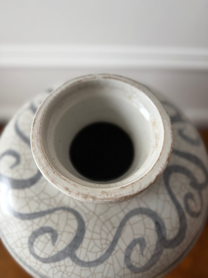 Hand-Painted Porcelain Vase with Botanicals & Bird Motif