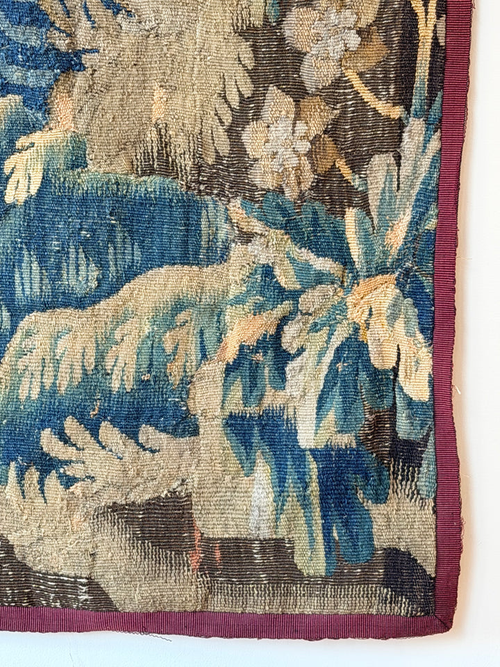 17th-Century Flemish Verdure Tapestry Fragment