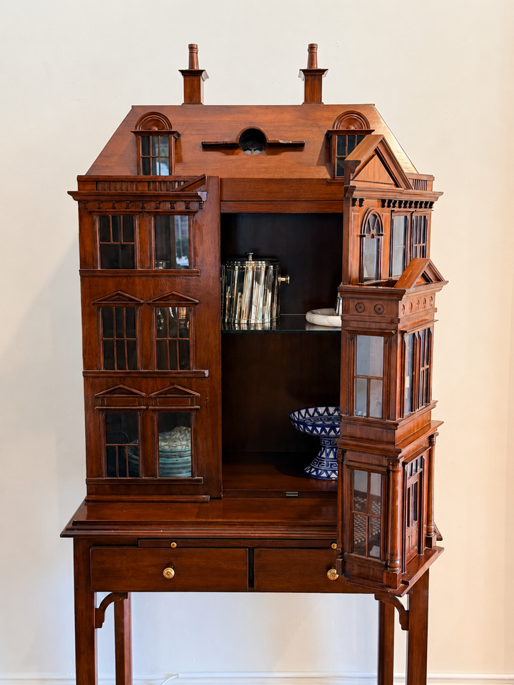 20th Century Mahogany Doll House Bar Cabinet - Maitland Smith