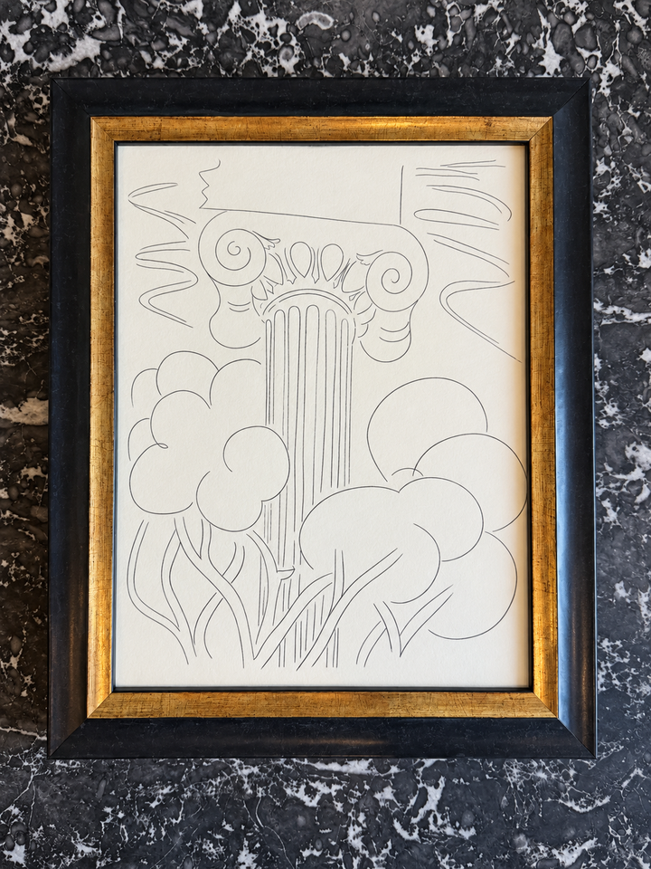 Henri Matisse Poésies Neoclassical column plate from circa 1970, featuring detailed classical design and artistic motifs.