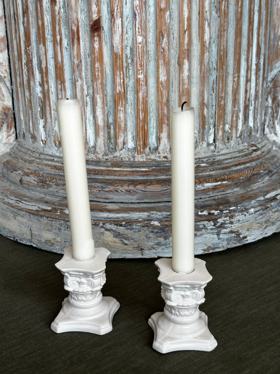 Short Corinthian Column Candle Holder - Pair