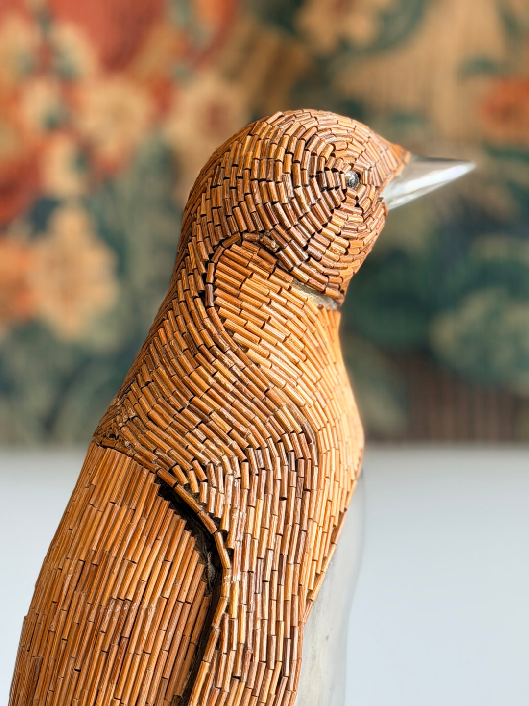 Sergio Bustamante Style Woven Rattan Penguin Sculpture