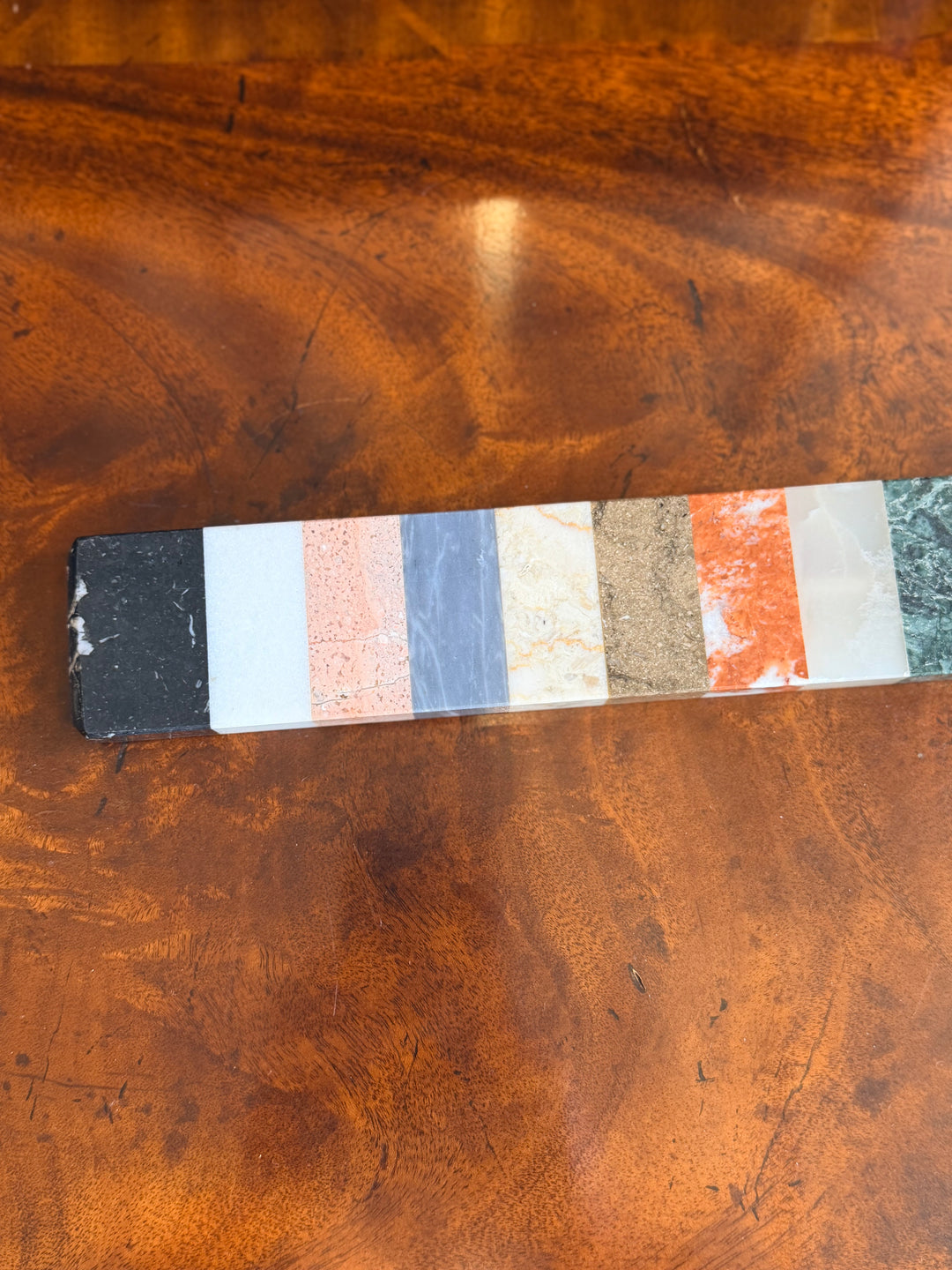 Italian Grand Tour Style Marble Specimen Ruler, Polychrome Stone Inlay ...