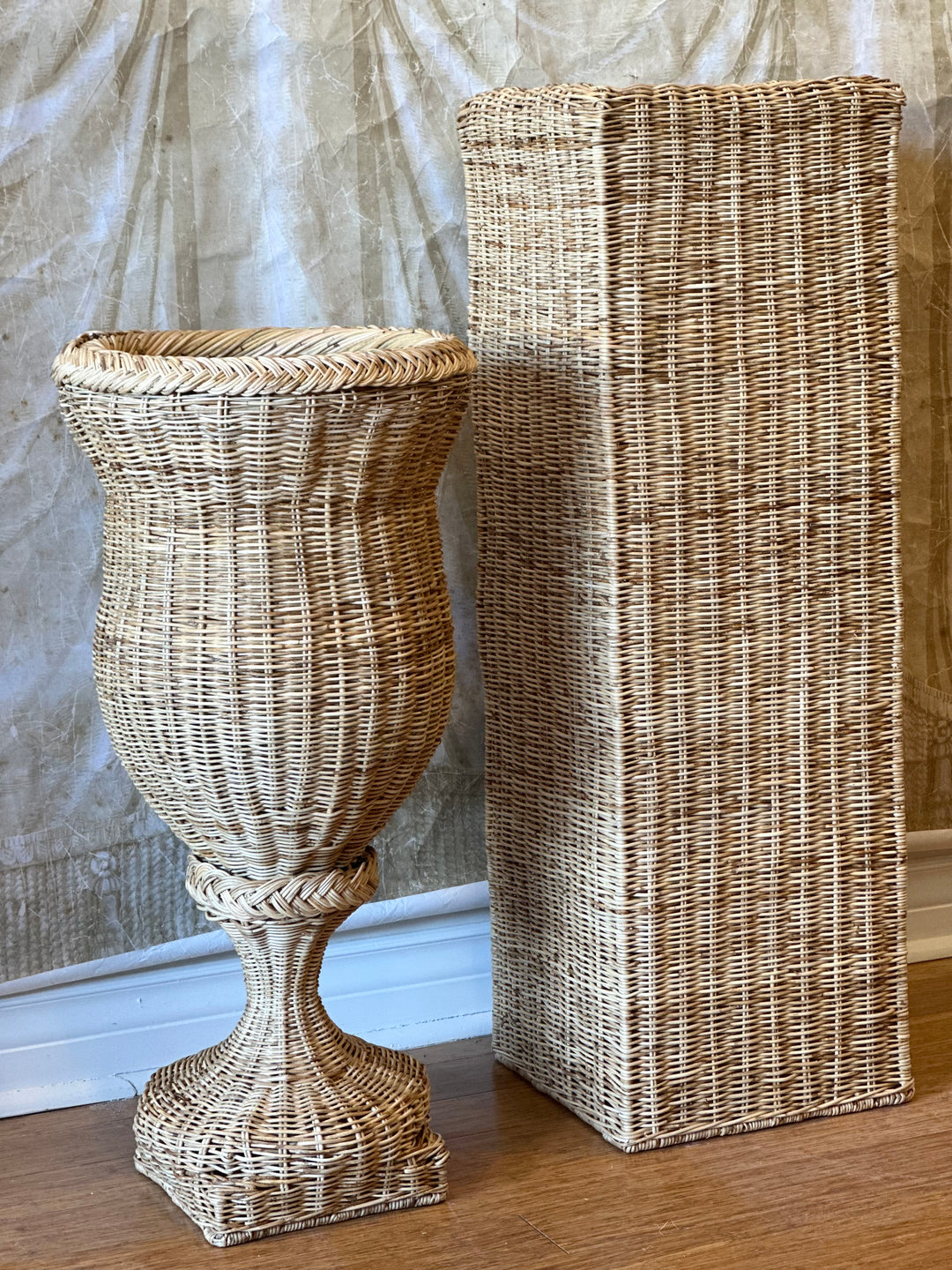 Natural Wicker Urn & Plinth