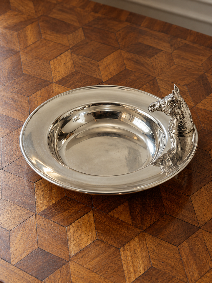 English Silver Horse Form Catchall