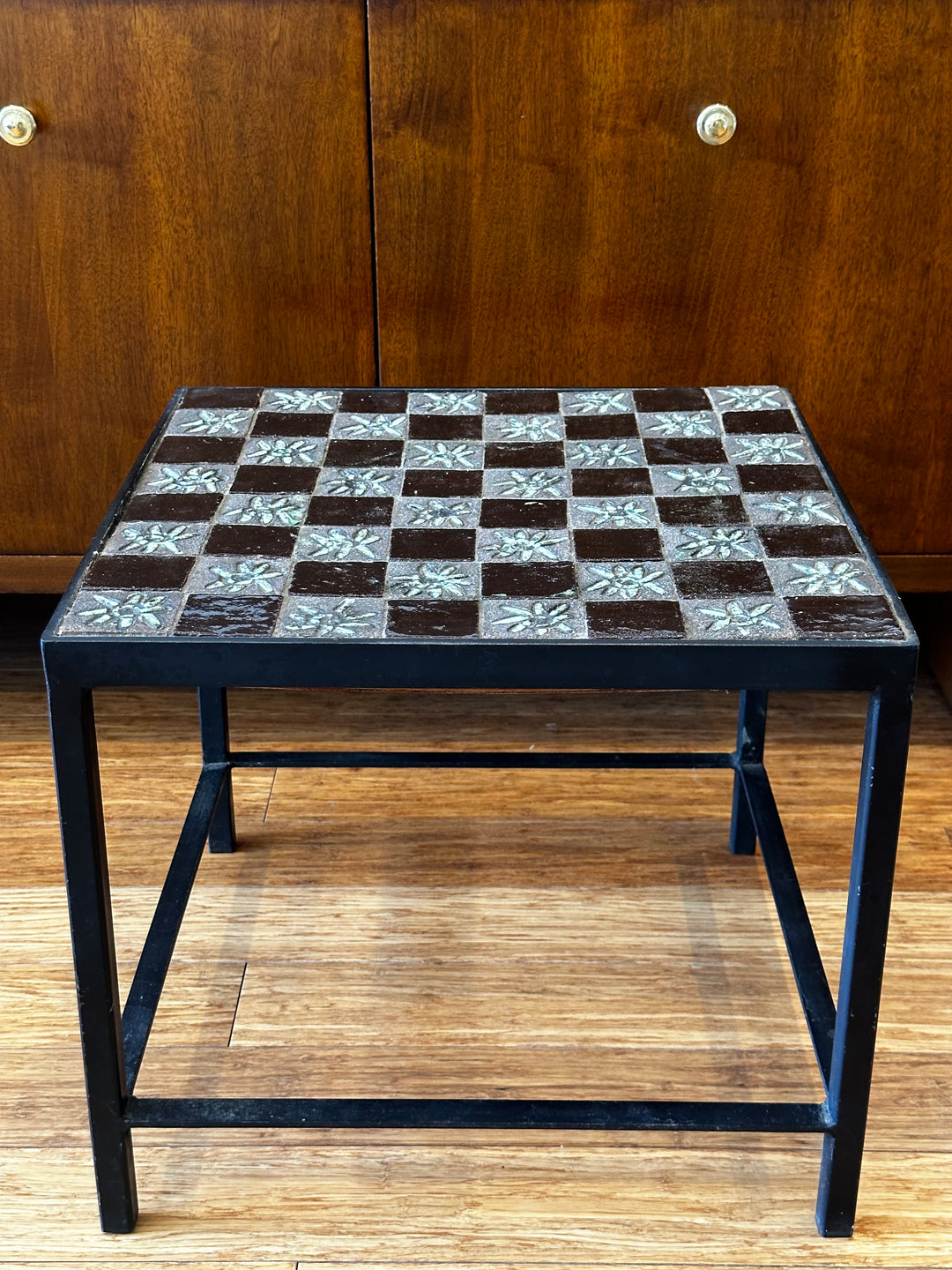 Mid Century Ceramic Checkered Table