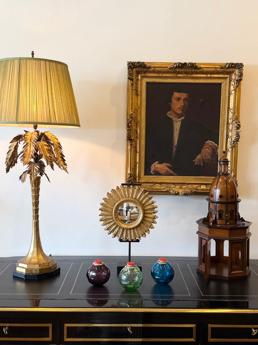 Hollywood Regency Gilt Palm Lamp, Attributed to Warren Kessler