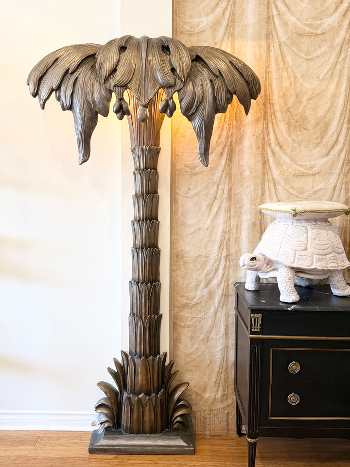 Monumental Palm Tree Floor Sconce Attributed to Maison Jansen