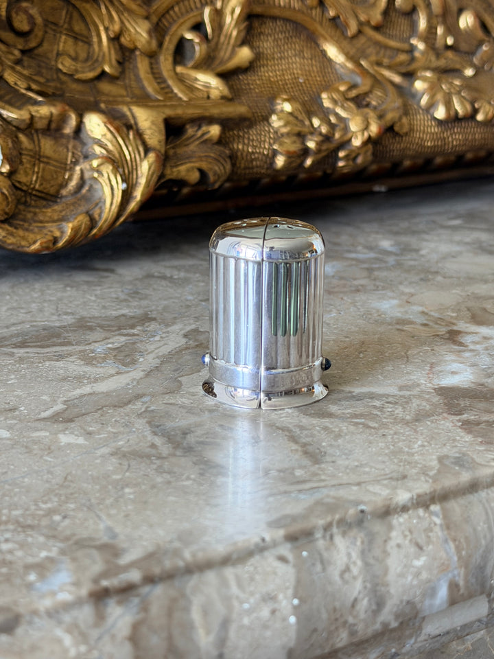 Cartier Silver Salt and Pepper Shakers with Lapis Cabochons