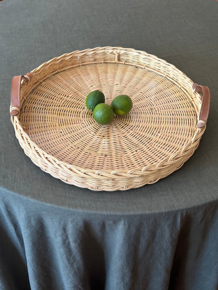 Woven Wicker Round Tray