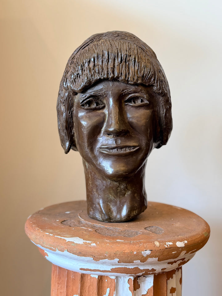 Vintage Modernist Bronze Portrait Bust Study