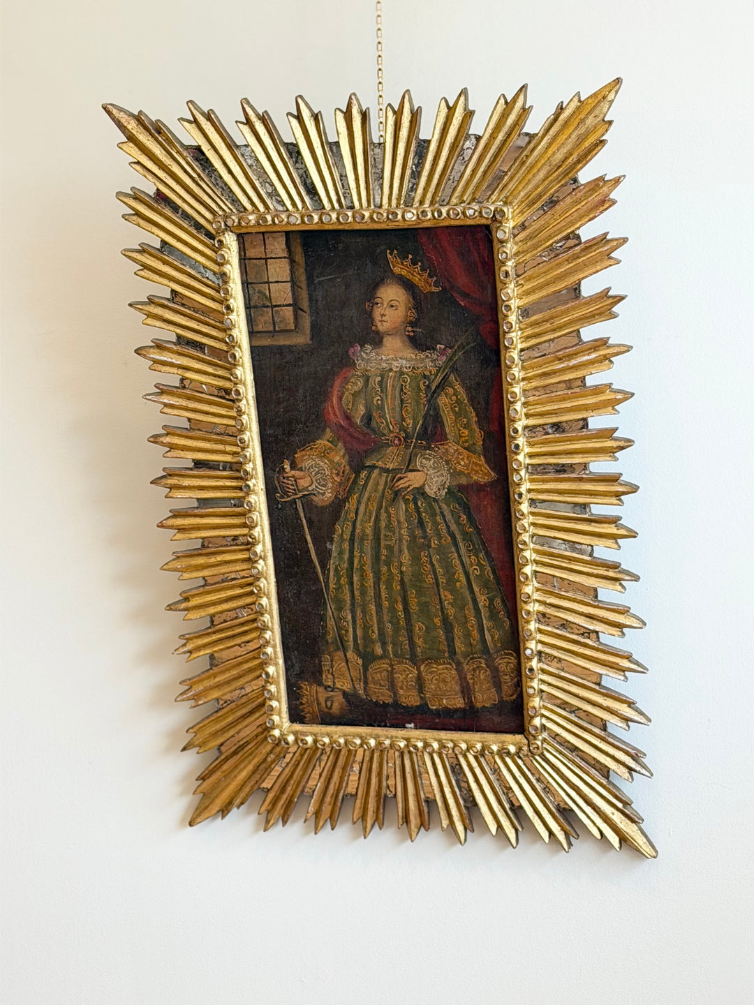 18th Century Italian School Portrait of a Crowned Female Saint, Oil on Panel